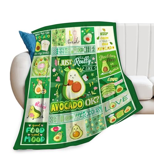 SweetFox Avocado Blanket Funny Cute Avocado Decor Throw Blanket Gifts for Girls Boys Lovers Super Warm Soft Plush Lightweight Fleece Flannel Winter Bedding Blankets for Kids Adults Women 50X40