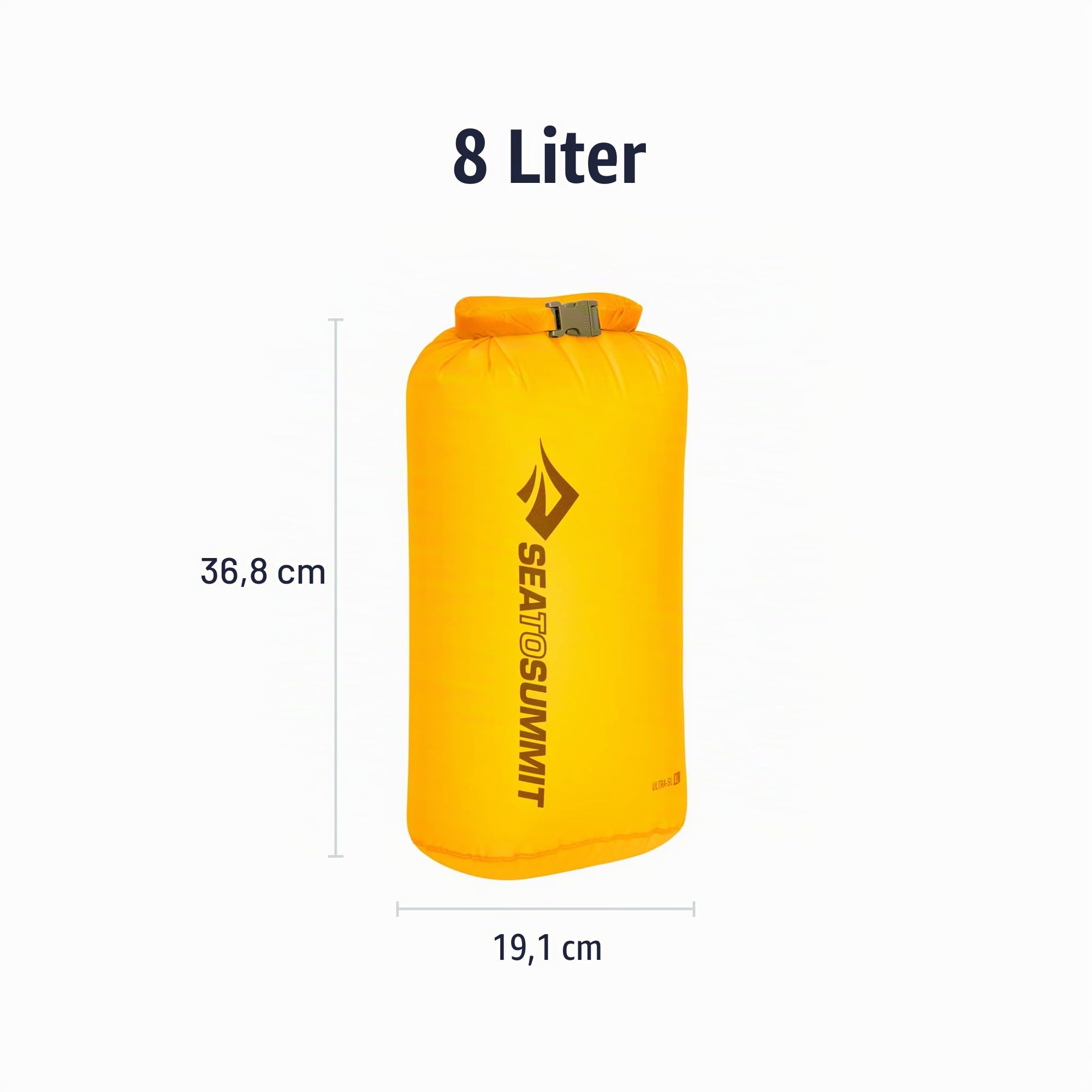 Sea to Summit - Ultra-SIL Dry Bag M 8L - wasserdichte Aufbewahrung - Rollverschluss & Patentierte Field Repair-Schnalle - Ultra-SIL-Gewebe - Wandern - 19.1 x 17.2 x 36.8cm - Zinnia Yellow - 39g