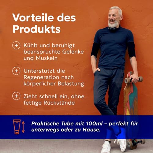 AthroForte +4em Creme gegen Arthrose – Kühlender Effekt für Muskeln und Gelenke – Mit Natürlichen Extrakten aus Menthol und Eukalyptus – Für Hände, Füße, Schultern und Knie – 100 ml