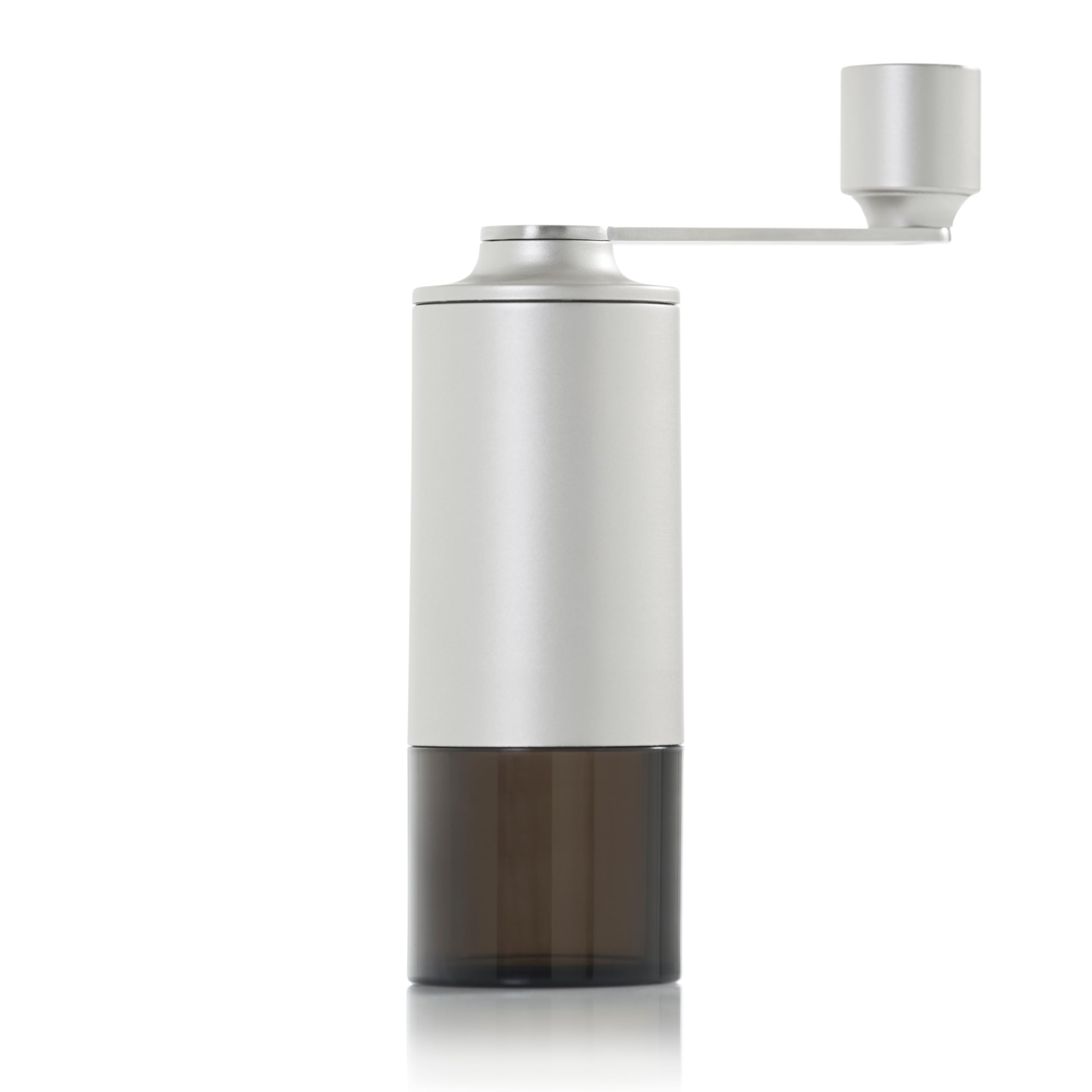 AdHoc Moro - Molinillo de café manual, molinillo de cerámica con grosor ajustable, fácil de rellenar, moderno y compacto, gris claro