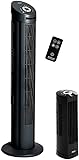 Seville Classics UltraSlimline Indoor Bladeless Oscillating Tower Fan Quiet Cooling LED Display Space-Saving for Home w/ Remote and 7.5H Timer, Black Combo, 40" 4-speed / 17" 3-speed (75 degrees) Black Combo 40" 4-speed & 17" 3-speed - commissions earned