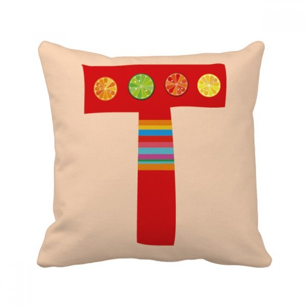 Oreiller alphabet fruit orange 40x40cm le cadeau de cremaillere ideal pour deco de canape