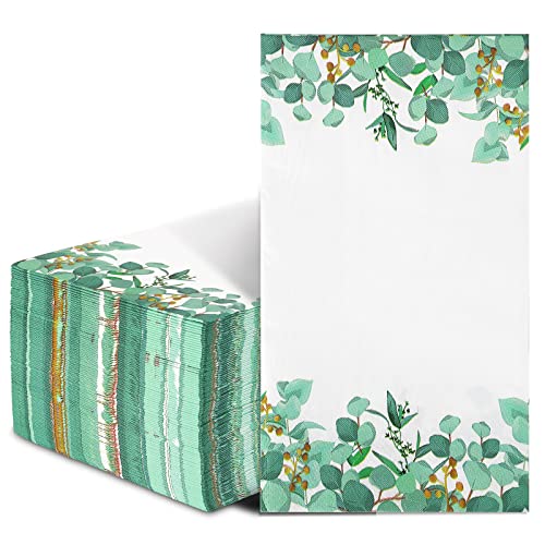 100 Pieces Eucalyptus Napkins 3 Ply Sage Green Paper Napkins Disposable Hand Towels Green Leaves Dinner Paper Decorative Guest Napkins Bathroom For Kitchen Cocktail Parties Bridal Shower #TOP11