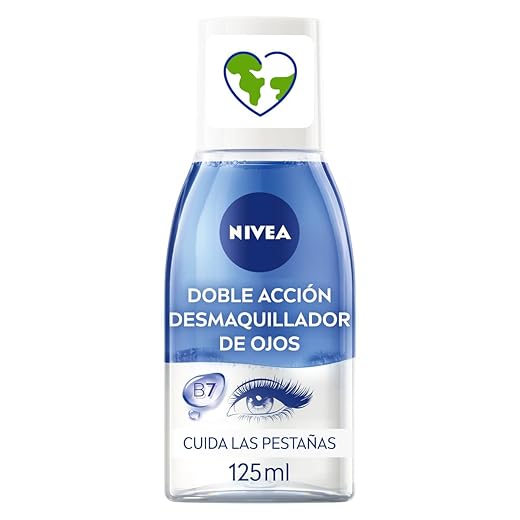NIVEA Desmaquillador de Ojos Doble Acción (1 x 125 ml), líquido desmaquillante para el contorno de ojos sensible, limpieza facial rápida y suave