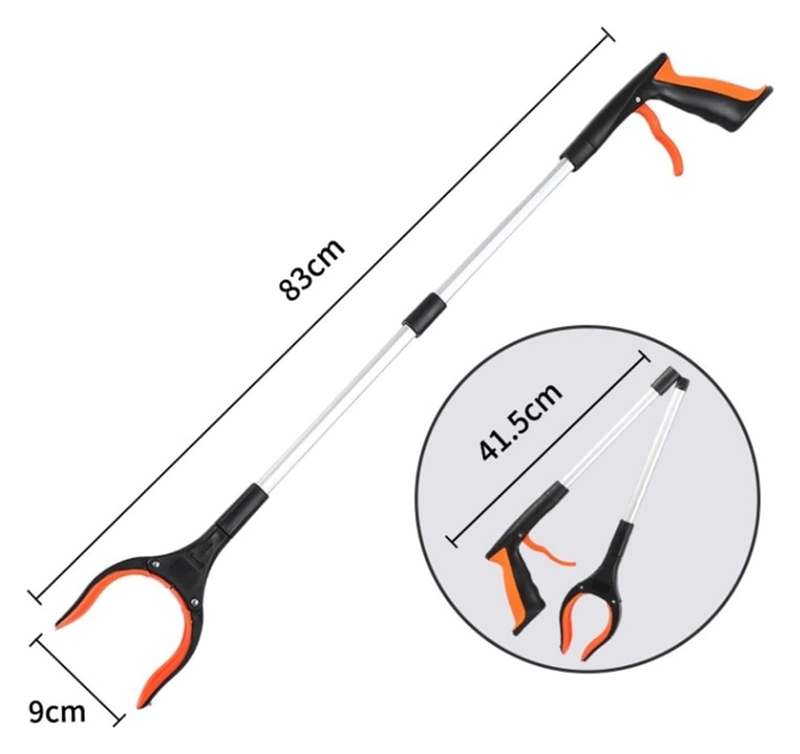 Pinza Recoge Objetos, Pinzas Extensibles, Recogedor de basura plegable largo con agarre fuerte y garra magnética(Orange)