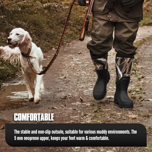 GUGULUZA Hunting Rubber Boots, Waterproof Hunting Boots with 6 mm Neoprene for Men, Insulated Rain Boots for Outdoors4
