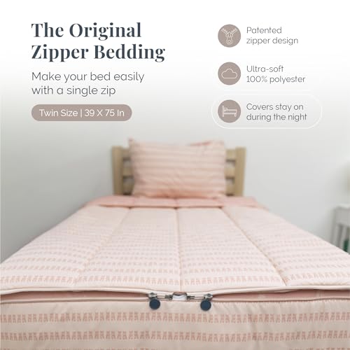 Image of Beddy's Ballerina Theme Durable Zipper Bedding for Kids - Bed in a Bag - Pink Ballet Shoe Sheets & Comforter - Includes Pillowcase & Sham - Easy to Make & Wash - Twin