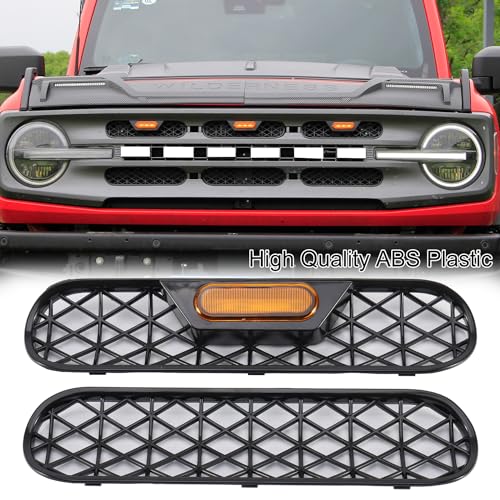 Image of Grill Inserts with Amber Light for 2021-2026 Bronco Big Bend Outer Banks | Waterproof, Easy Installation