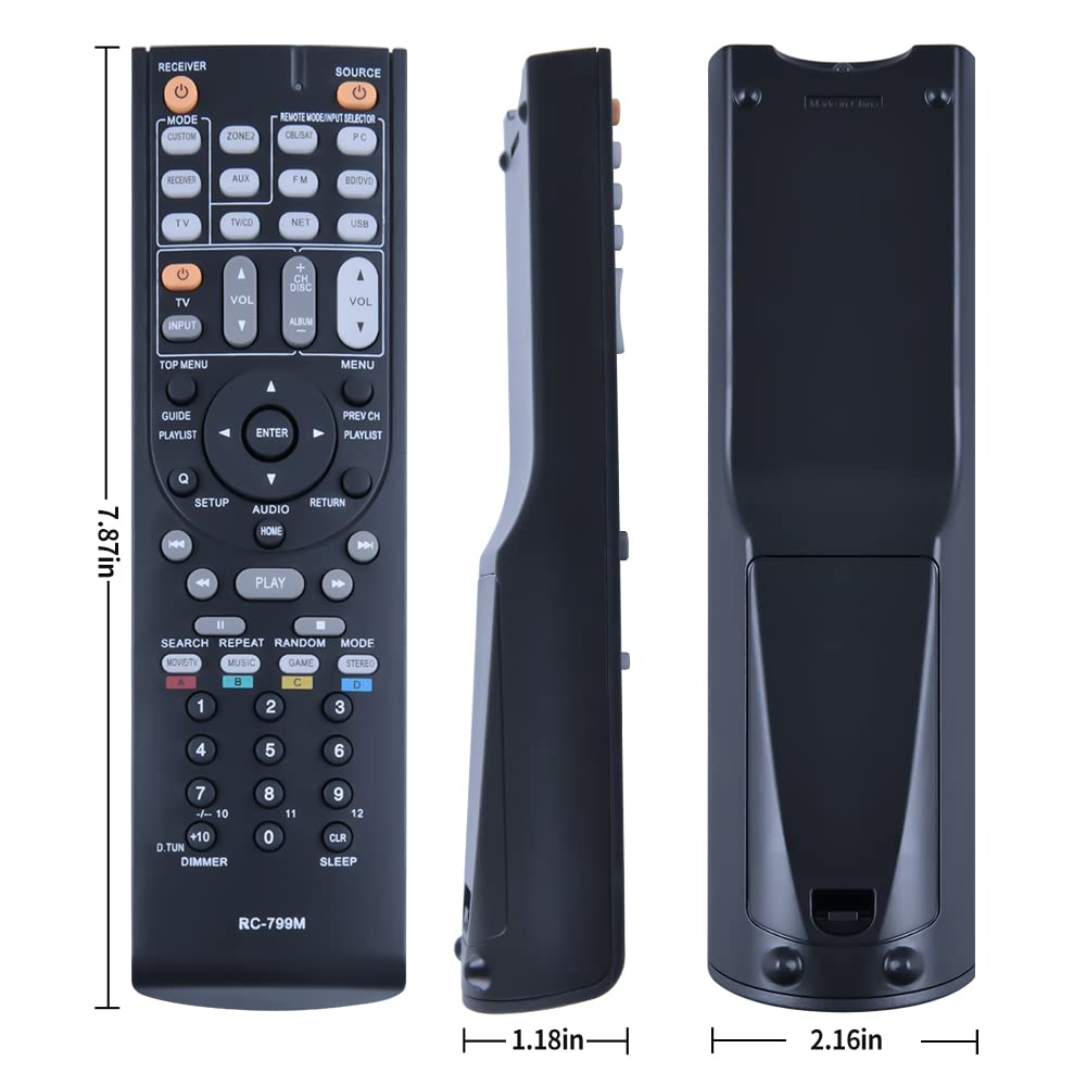 RC-799M Replacement Remote Control For Onkyo AV Receivers - Compatible With Multiple Models