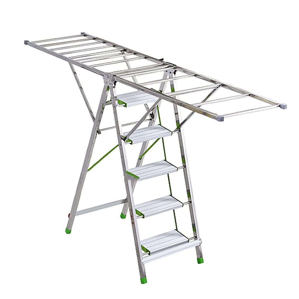 GHGcscas folding clothes horse, Aluminum Folding Drying Rack, 5-Step Ladder, Multi-Purpose Indoor