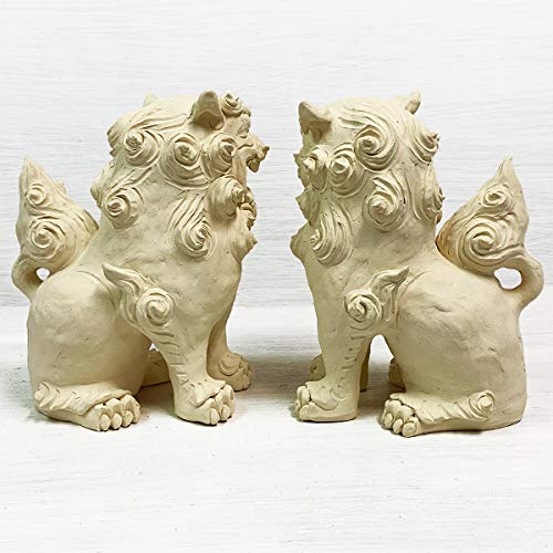 沖縄　シーサー　手捻り　素焼き　作家物　置物　2体 沖縄 シーサー 手捻り 素焼き 作家物 置物 2体