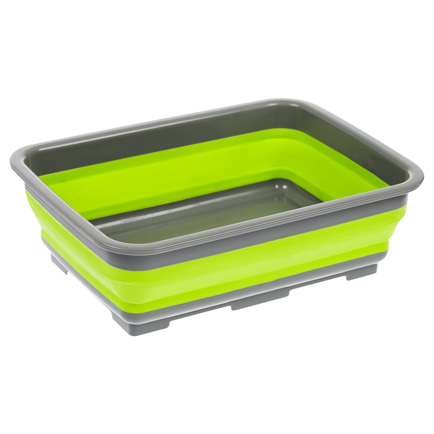 Invero® Collapsible Washing Up Bowl - Portable 10 Litre Water Storage Basin Ideal for Camping, Caravans, Outdoor Activities, Kitchen and More - Green
