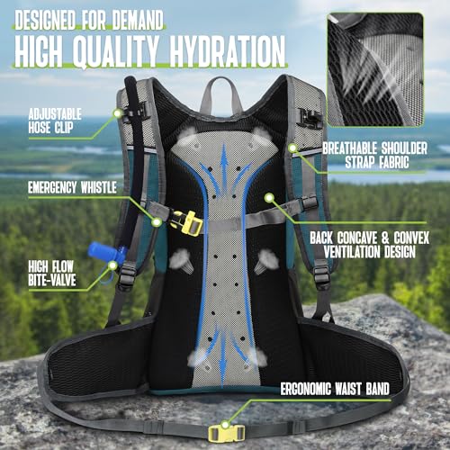 Image of N NEVO RHINO Hydration Backpack, 18L Multipurpose Hiking Backpack with 3L Water Bladder, Water Backpack Insulated Hydration Pack Ideal for Hiking and Cycling