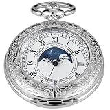 Pocket Watch with Moon Phase Calendar Pocket Watches with Chain Best Gift