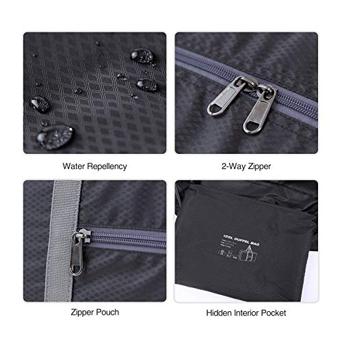 REDCAMP 100L Foldable Extra Large Duffle Bag 31 Inch, Lightweight Travel Duffel Bag with Adjustable Strap for Men Women, Black/Dark Blue/Red (Black 125L)