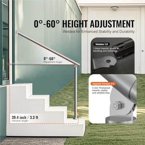 Main courante 100cm pour escalier extérieur kit garde-corps noir - 6