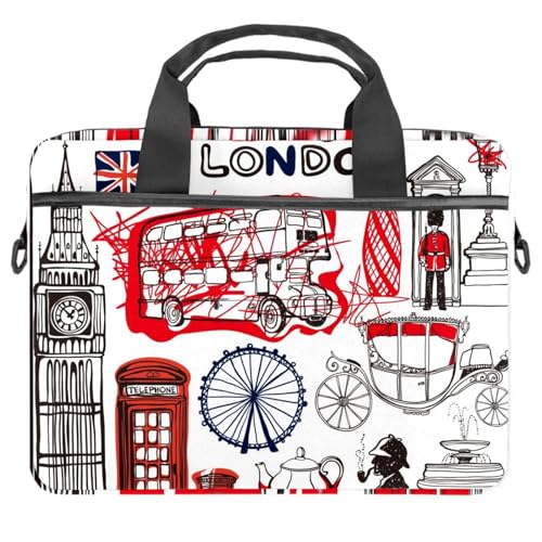 Maletín bandolera para laptop de 13 a 14.5 pulgadas con diseño de Londres multicolor de 28x36.8 cm