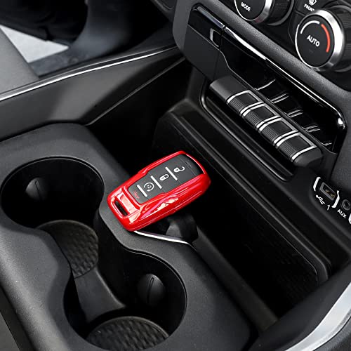 Image of RAZPOY for RAM Key Fob Cover, ABS Key Case Cover Holder Protector Compatible with for 2018-2022 Dodge RAM 1500 2500 3500, Red