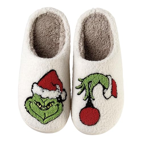 Christmas Slippers for Women - Non-Slip Plush Cozy House Shoes Warm Fuzzy Memory Foam Indoor Footwear