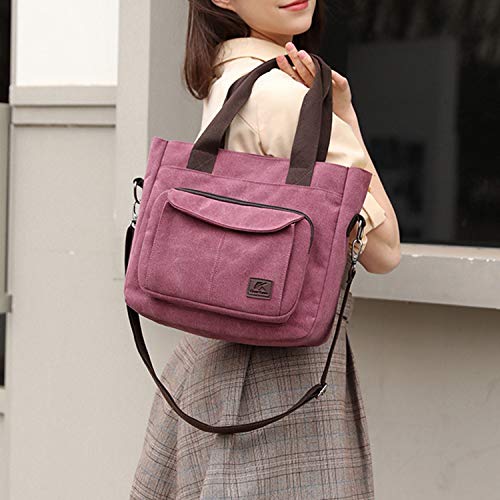 Bolso Tote de lona para mujer multi bolsillo miniatura 2