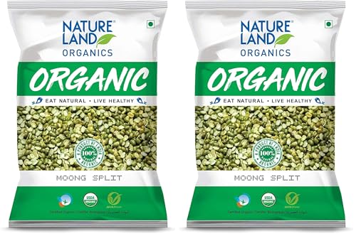 Image of Natureland Organics Moong Chilka /Split 500 Gm (Pack of 4) Total 1 kg- Organic Pulses