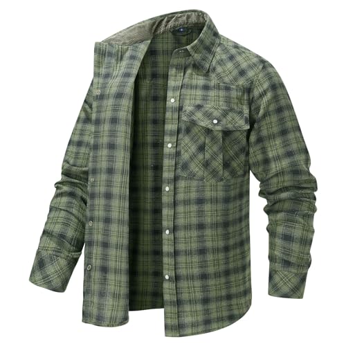 Men's Flannel Shirts Plaid Button Down Regular Fit Long Sleeve Lightweight Brushed Shirt3