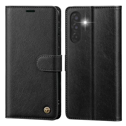 CASBST Handyhülle für Samsung Galaxy A17 5G Hülle mit Kartenfach Hochwertig Leder Schutzhülle Klappbar für Samsung A17 Hülle Flip Case mit Ständer Magnet RFID für Galaxy A17 Klapphülle Schwarz