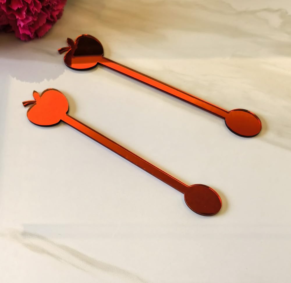 Set of 10 Shana Tova Honey Dipper,Apple Shaped Acrylic Rosh Hashanah Honey Dipper for Festival&Party Table Decoration (Red)