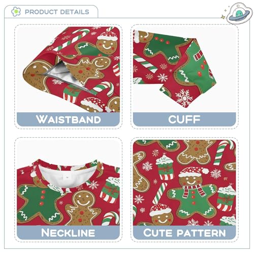 JUNZAN Gingerbread Men Christmas Green Red Little Girls Pullover Hoodie Long Sleeve Outerwear for Kids Camping 4T3