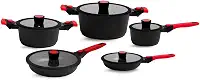 Conjunto de 5 Panelas Em Titânio com Antiaderentes Em Mármore Autêntico Chef