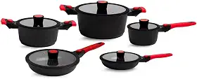 Conjunto de 5 Panelas Em Titânio com Antiaderentes Em Mármore Autêntico Chef