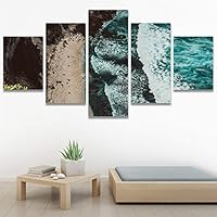 SIGNWIN 5 Panel Canvas Wall Art Beach Blue Coastal Cool Photography Relax/Calm for Home Decorations Ready to Hang - 60