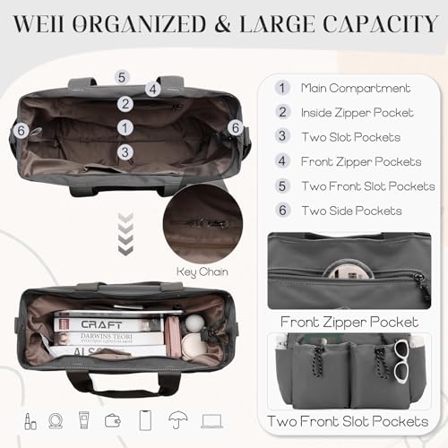 Image of VX VONXURY Tote Bag for Women - Multi Pocket Crossbody Work Handbag for Travel, Daily Use and Gym