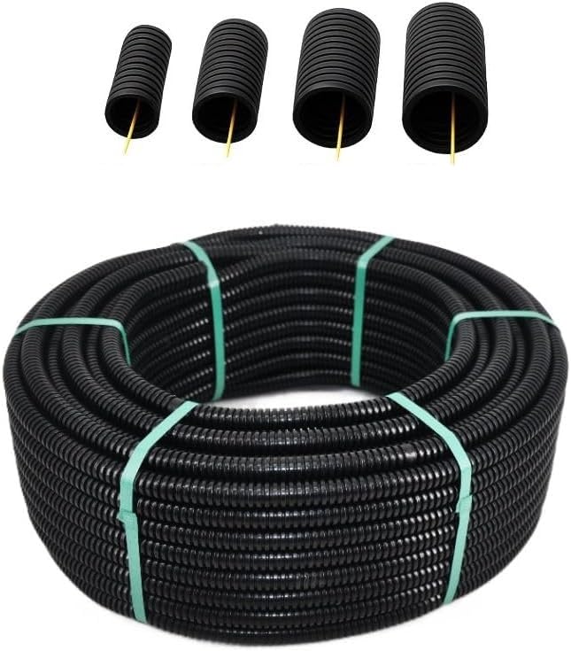 Megaa store Flexibles Leerrohr Wellrohr Schwarz Mit Zugdraht 320N M16 M20 M25 M32 Kabelschutz UV-Beständigkeit für den Innen- und Außeneinsatz -5 C +60 C (Ø 11 mm innen/Ø 16 mm außen / 25m)