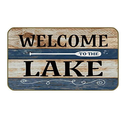 Heheheda 30 * 17inches Welcome to The Lake Paddle Decorative Doormat,Lake Paddle Floor Mats, Farmhouse Decor for Home Front Door Lake House Porch