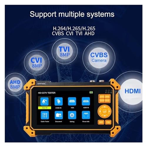 Monitor de cámara de vigilancia de 5" para probador CCTV 4K con rastreador de cable y VGA 4