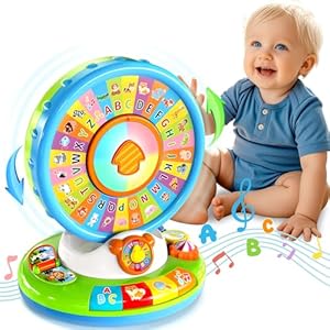 Aigybobo Toys for 1 2 3 Years Old Boys Girls, Musical Spin & Sing Alphabet Zoo with Lights & Sounds, Learning Educational Toys for Toddler 1-3, Christmas Birthday Gifts for Baby Kids Age 12-18 Months