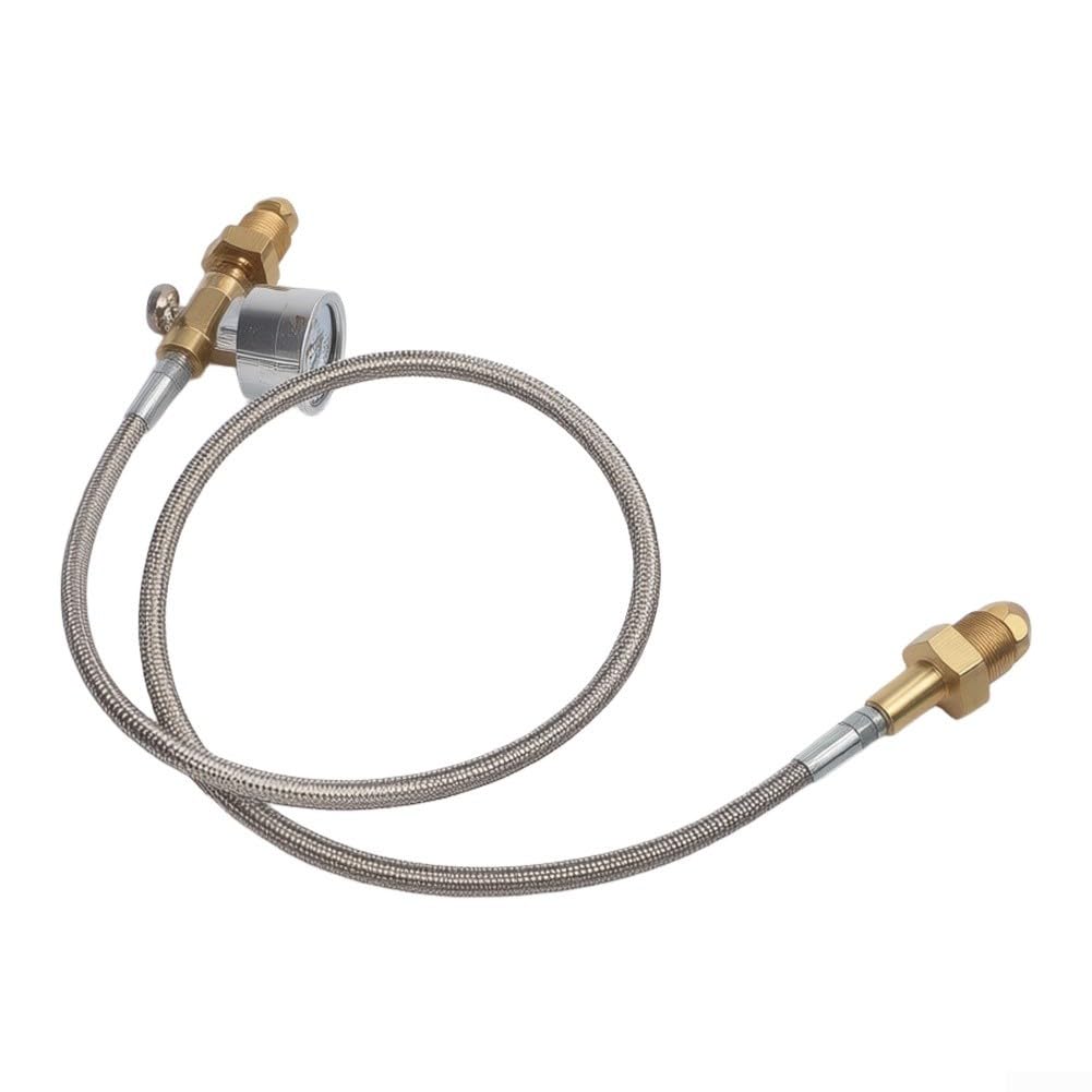 Manguera de transferencia para cilindro de argón BS 341 No. 3 UK adaptador G 5/8 rosca 90 cm acero inoxidable para línea trenzada alta presión recarga tipo 3 (estilo 4)