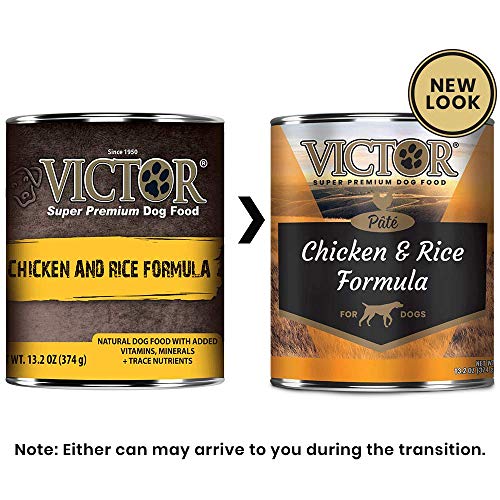 Victor Super Premium Dog Food – Chicken and Rice Formula Pâté – Canned Wet Adult Dog and Puppy Food – All Breed Sizes, 12 x 13.2 oz Cans Victor Super Premium Dog Food – Chicken and Rice Formula Pâté – Canned Wet Adult Dog and Puppy Food – All Breed Sizes, 12 x 13.2 oz Cans