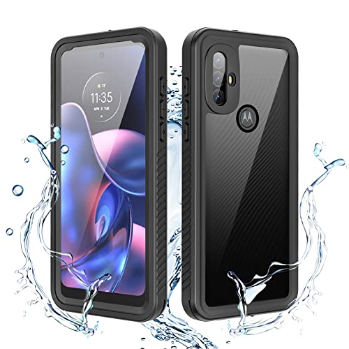 COTDINFOR Case for Moto G Power 2022 Case Waterproof Clear Heavy Duty Full Body Protective Case with Built-in Screen Protector Dustproof Shockproof Phone Case for Motorola Moto G Power 2022 Black FS