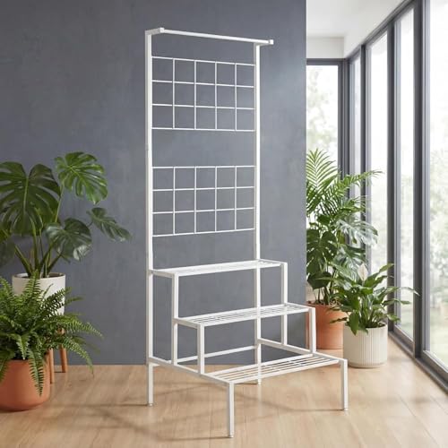 Image of Giore 4-Tier Plant Stand with Premium White Finish, Large Indoor & Outdoor Living Room, Balcony & Patio, Flower Pot Display Shelf, Home Dcor, Plant stand For Balcony
