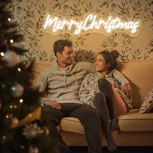 Image of Neon Sign Dimmable Merry Christmas LED Light Sign for Holiday Party Home Bar Decoration, USB Powerd Christmas Neon Light for Wall Decor Festival Celebration-50-12.9