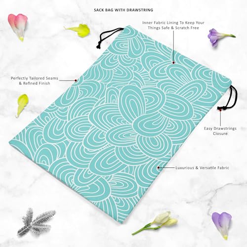 Image of ArtzFolio Hand-Drawn Waves D2 | Reusable Sack Bag | Bag for Gym, Storage, Vegetable & Travel