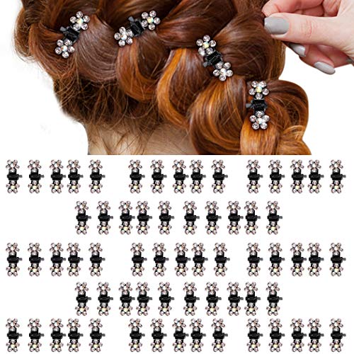ANBALA 65 piezas Mini Clips para el Cabello Pinza con Dientes Antideslizantes y Brillo de Cristal Blanco miniatura 1