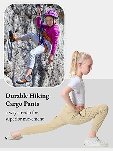 Image of EXARUS Girls Hiking Cargo Pants Joggers Teen Quick Dry Lightweight Slim Fit