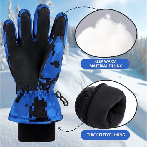 Duoyeree Kids Waterproof Ski Gloves Warm 5-Fingered Winter Accessories for Boys & Girls Aged 4-13.3