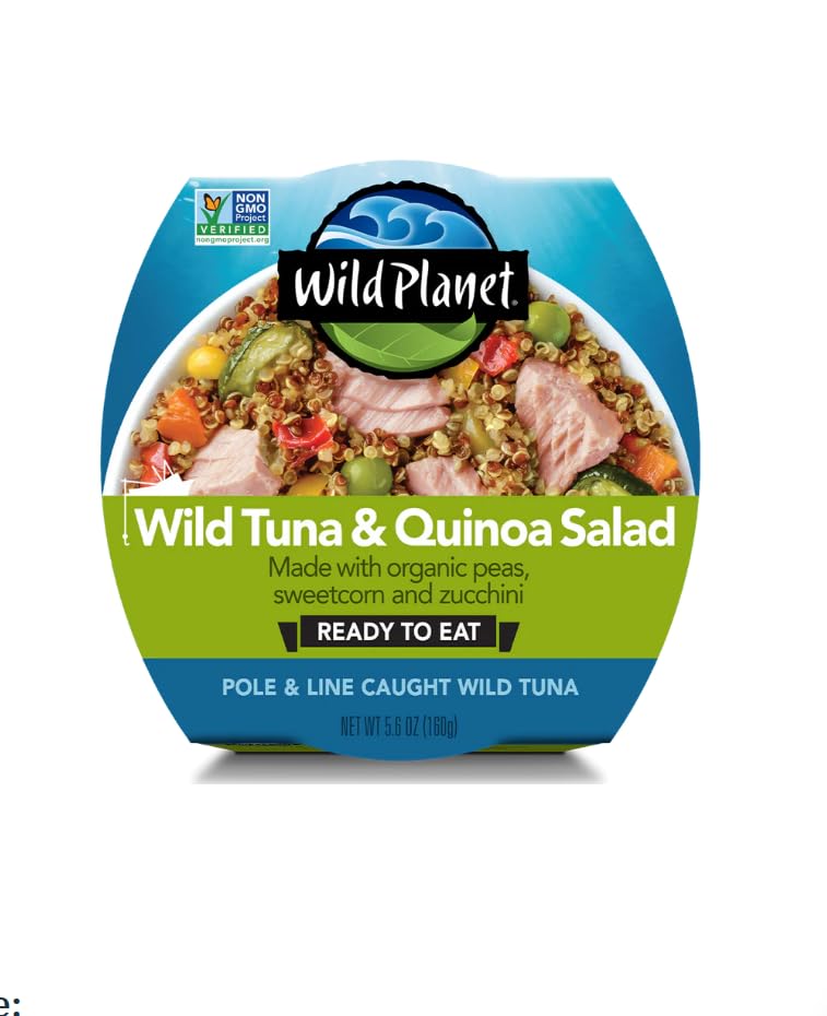Image of Wild Planet Ready-To-Eat Wild Tuna Quinoa Salad, 5.6 Ounce Can, Pack of 9
