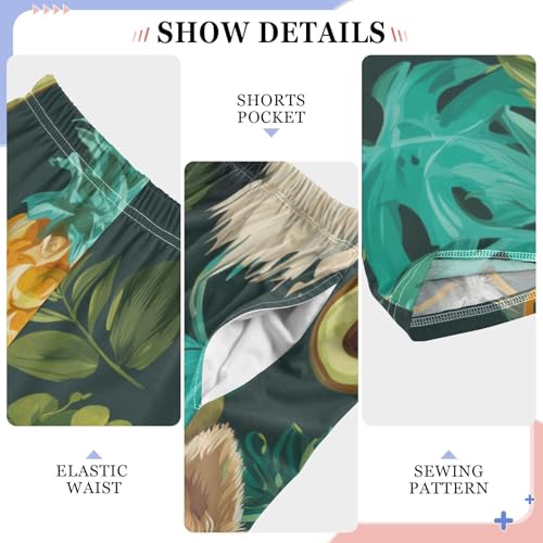 Tropical Chihuahua Palm Leaf Boys Long Pants Soft Trousers Elastic Waist Kids Lounge Bottoms with Pockets S-XL4