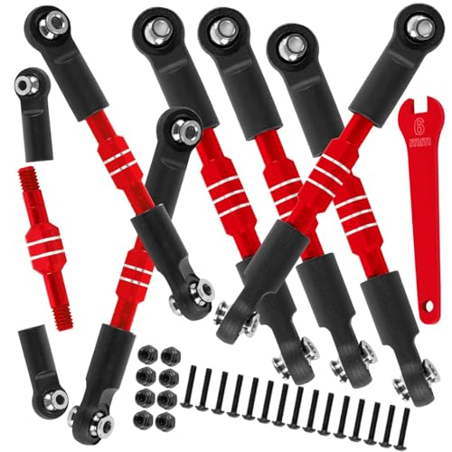 BRCatWPark Aluminum Turnbuckles Camber Links Upgrades Part for 1/10 Slash 2WD VXL/Rustler 2WD VXL/Bandit 2WD VXL/Stampede 2WD VXL,RC Alloy Adjustable Turnbuckles Hop-Up,Red