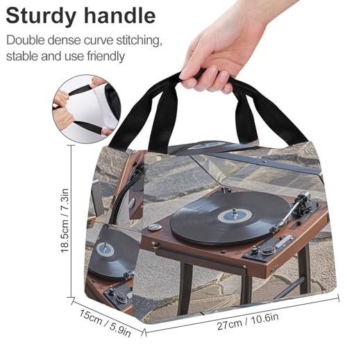 Adult Insulated Bags, Record Player Printed Cooler Bags, Insulated Tote Bags, Grocery Tote Bags2